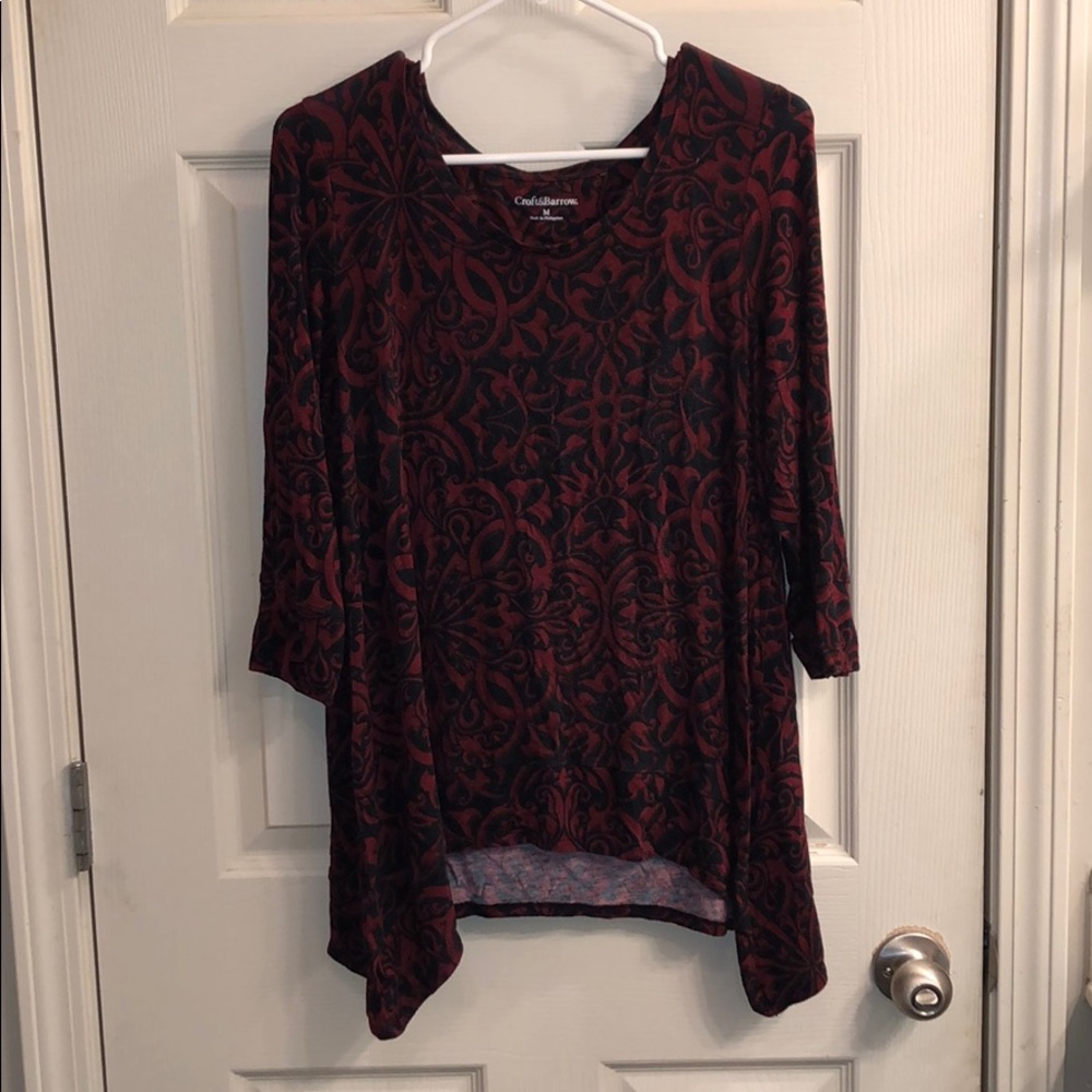 Beautiful red and black slinky blouse